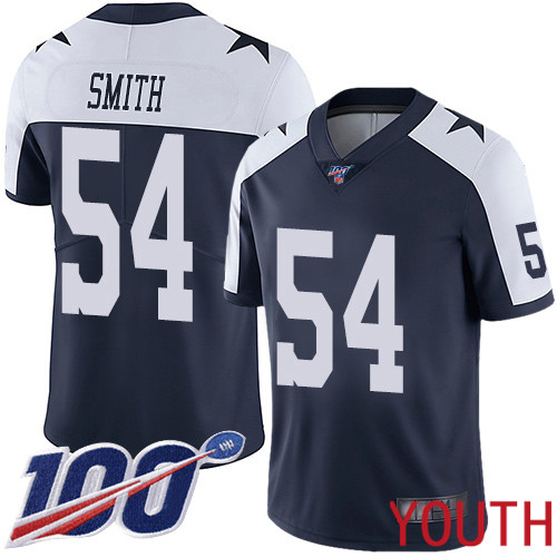 Youth Dallas Cowboys Limited Navy Blue Jaylon Smith Alternate 54 100th Season Vapor Untouchable Throwback NFL Jersey